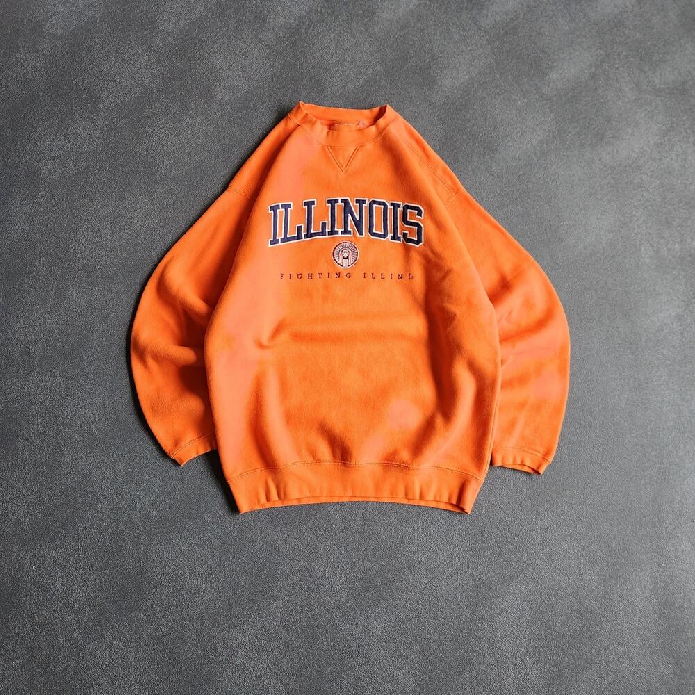 Vintage Fighting Illini Illinois Orange Embroidered Sweatshirt XL